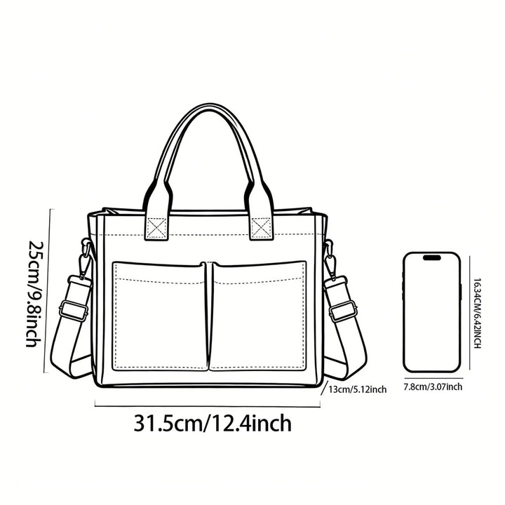 Sac en velours côtelé avec imprimé chihuahua et papillon, grande capacité, plusieurs poches, sac à bandoulière amovible