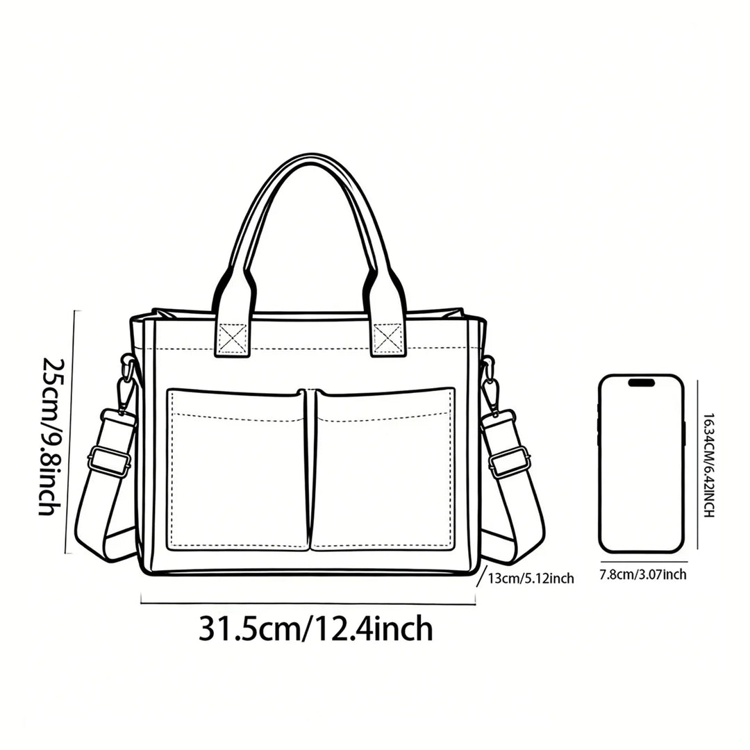 Sac en velours côtelé Ukiyo-e avec impression de vagues, grande capacité, plusieurs poches, sac bandoulière amovible