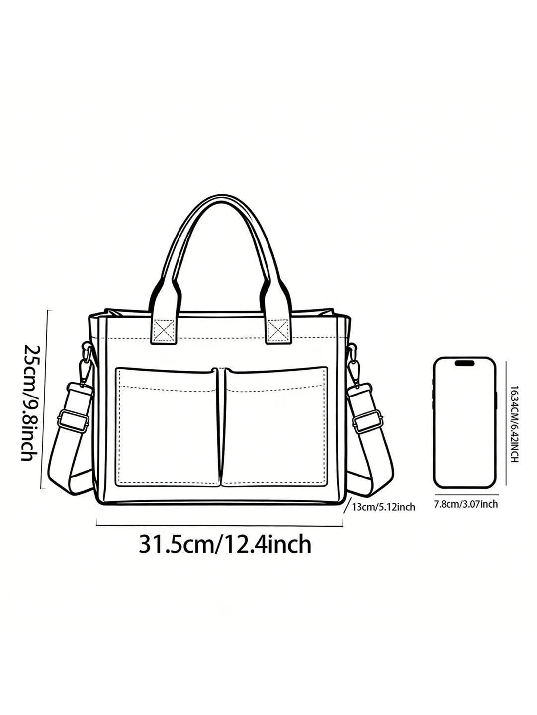 Sac en velours côtelé avec imprimé de chat porte-bonheur et grande capacité, avec plusieurs poches pour les trajets domicile-travail