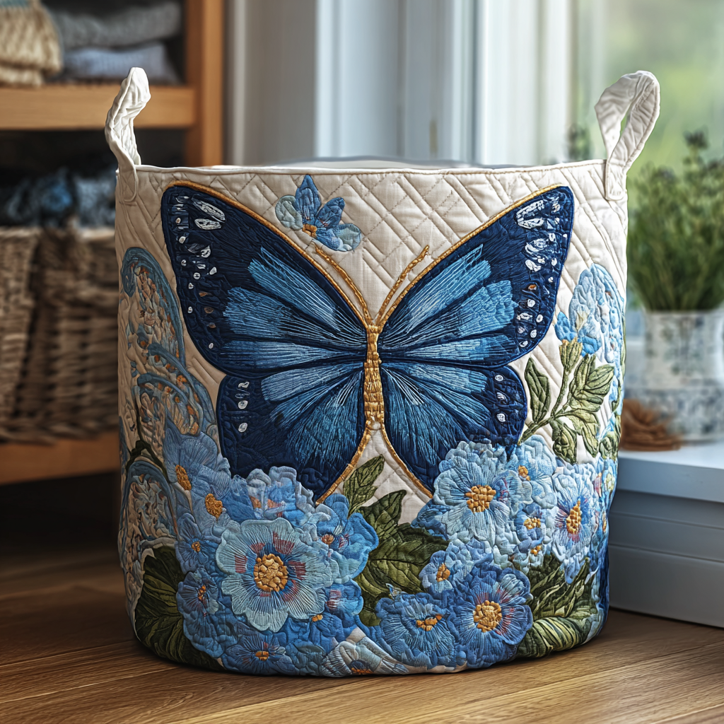 Farfalle e Fiori | Cesto portaoggetti trapuntato