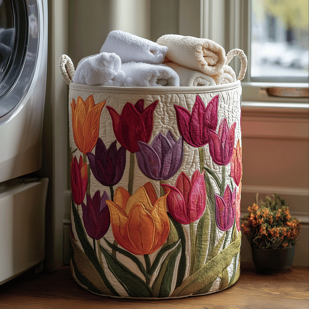 Tulipani Olandesi | Cesto portaoggetti trapuntato