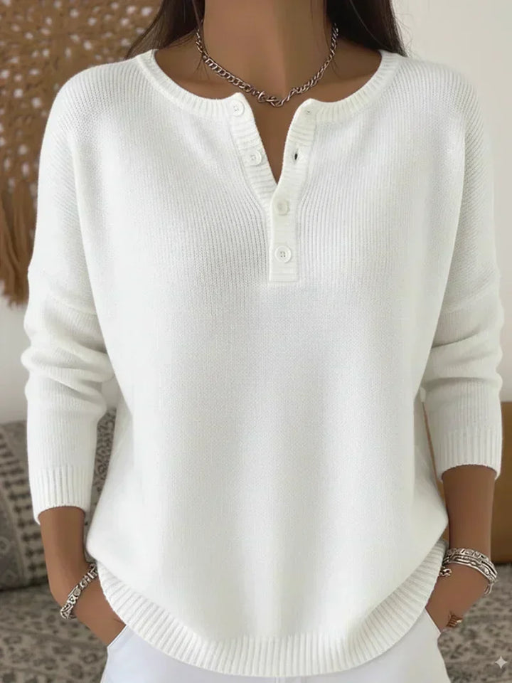 Ernesta | Maglione in maglia con colletto Henley bottonato