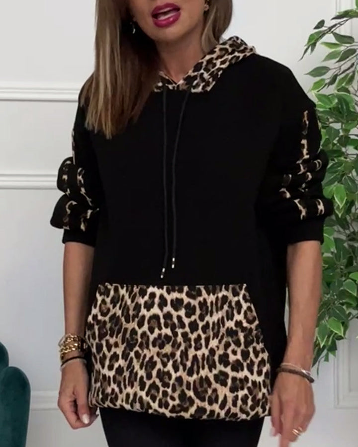 Alyssa™ - Felpa con cappuccio leopardata comoda e casual