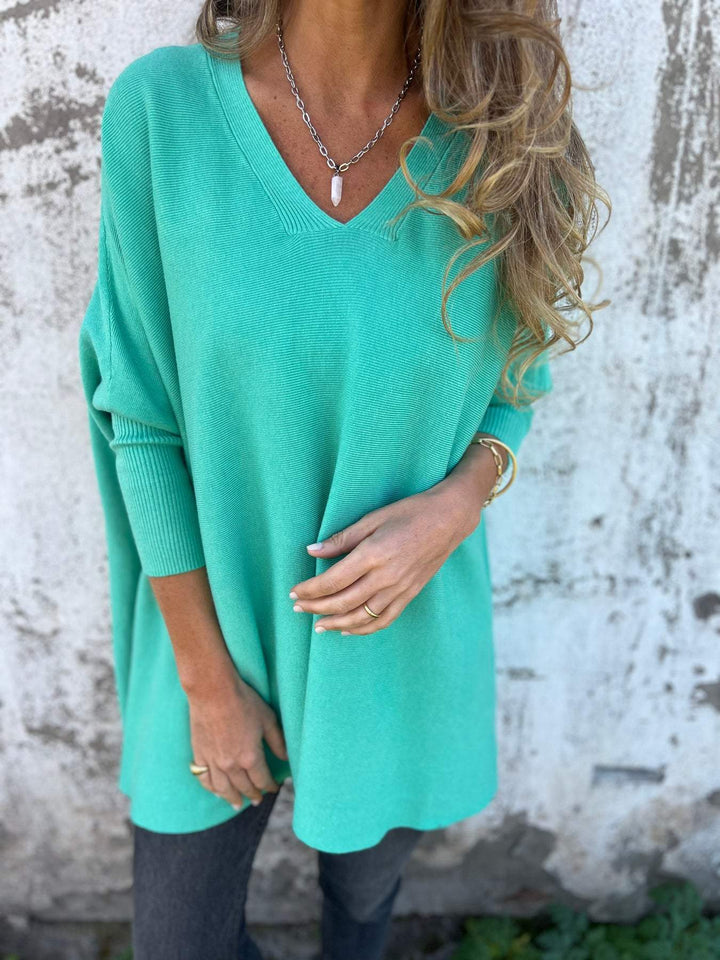 Grace™ - Maglione a collo a V confortevole a maniche lunghe