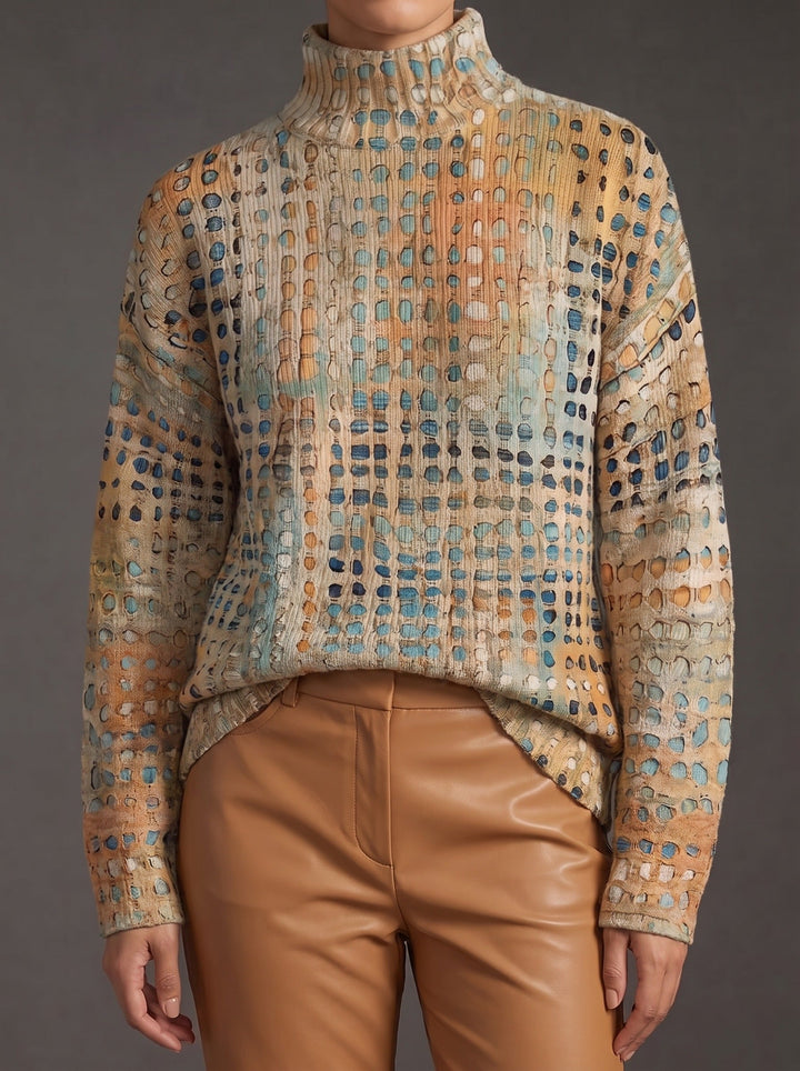 Iris | Maglione Collo Alto Stampato Artistico