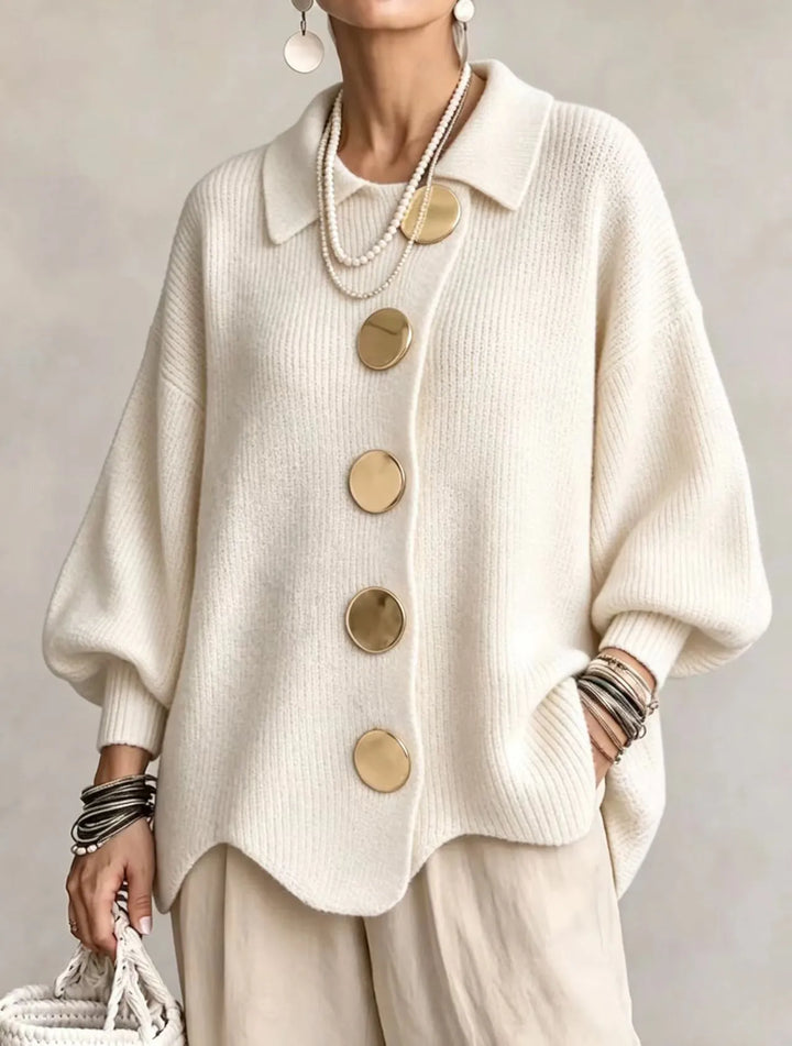 Ortensia | Cardigan oversize con bottoni dorati