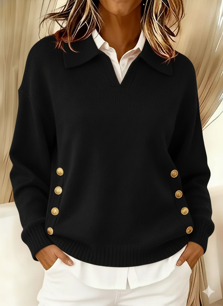 Erminia | Maglione con colletto polo bottonato