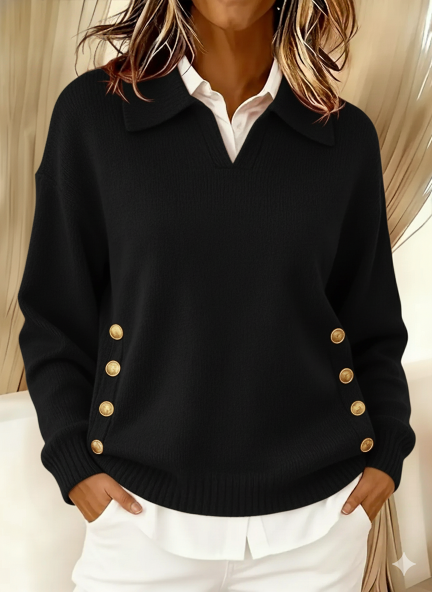 Erminia | Maglione con colletto polo bottonato