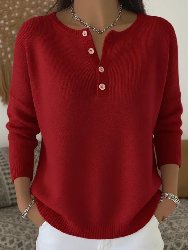 Ernesta | Maglione in maglia con colletto Henley bottonato