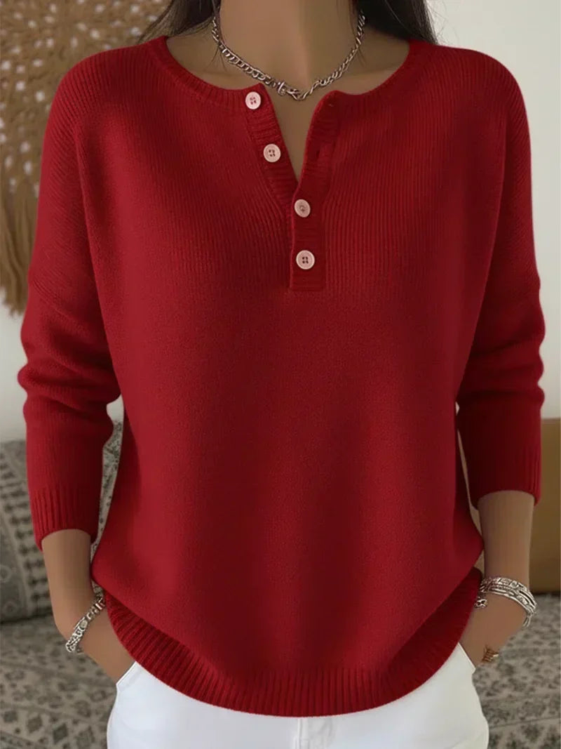 Ernesta | Maglione in maglia con colletto Henley bottonato