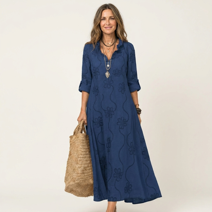 Mariam | Abito Maxi con Ricamo Floreale