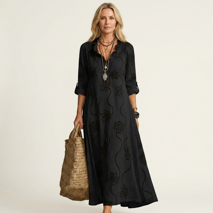 Mariam | Abito Maxi con Ricamo Floreale