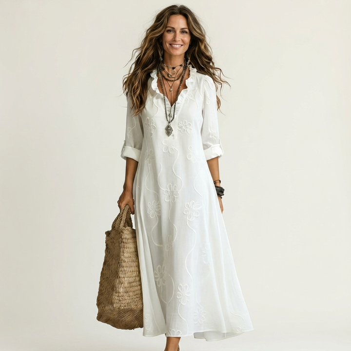 Mariam | Abito Maxi con Ricamo Floreale