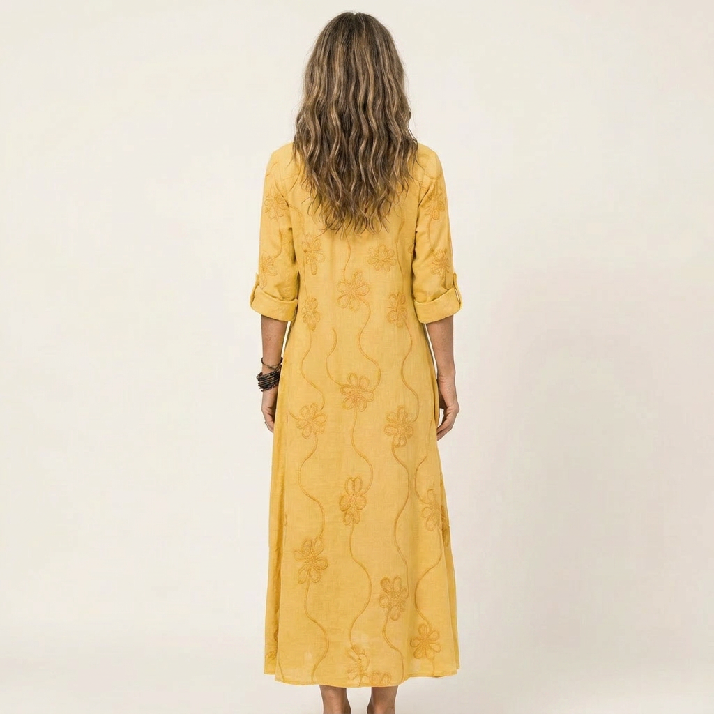 Mariam | Abito Maxi con Ricamo Floreale