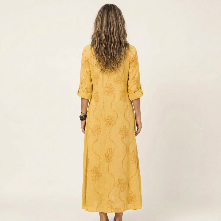 Mariam | Abito Maxi con Ricamo Floreale