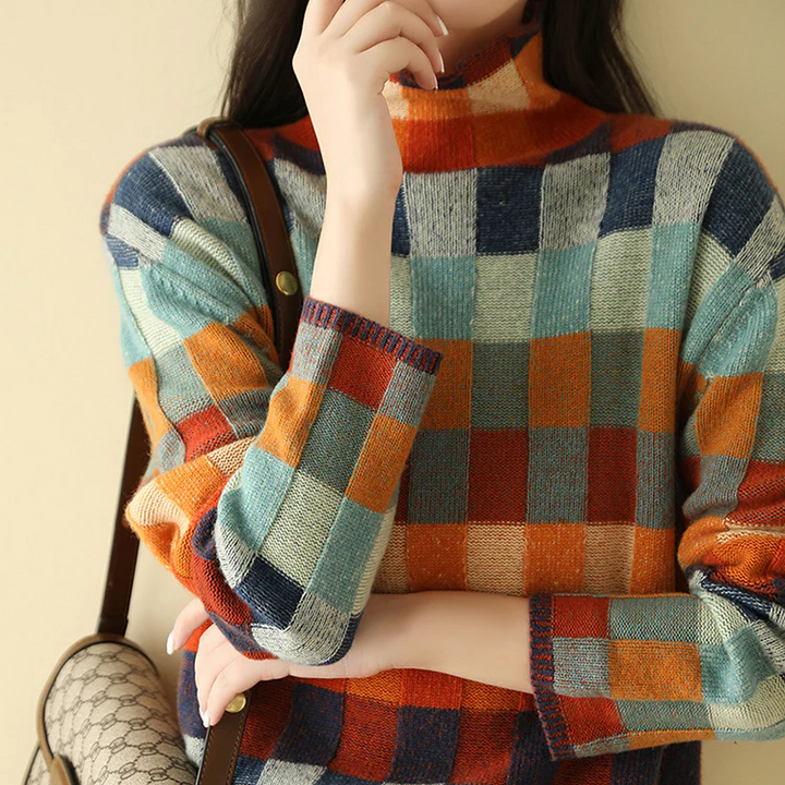 Olivia™ - Maglione a collo alto in patchwork morbido