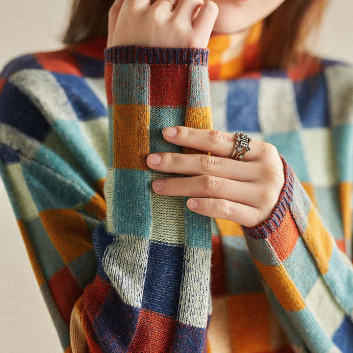 Olivia™ - Maglione a collo alto in patchwork morbido
