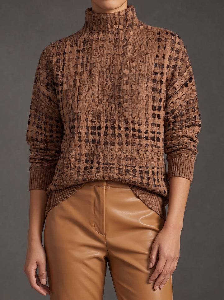 Amara | Maglione Collo Alto Testurizzato a Rete