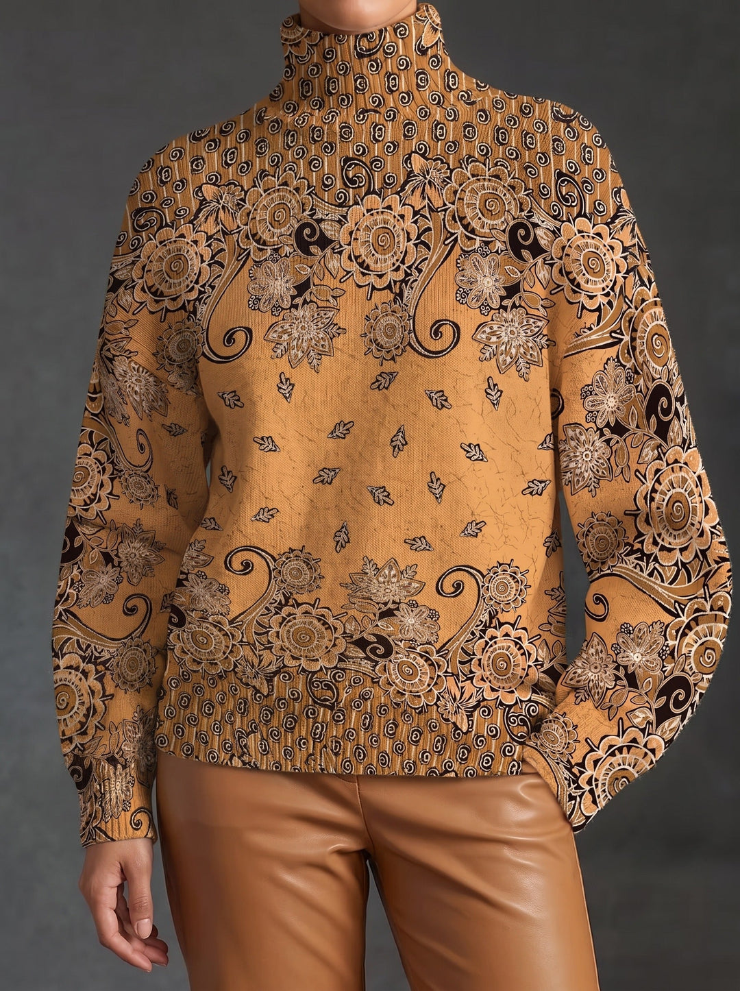 Ottavia | Maglione a Collo Alto con Motivo Paisley