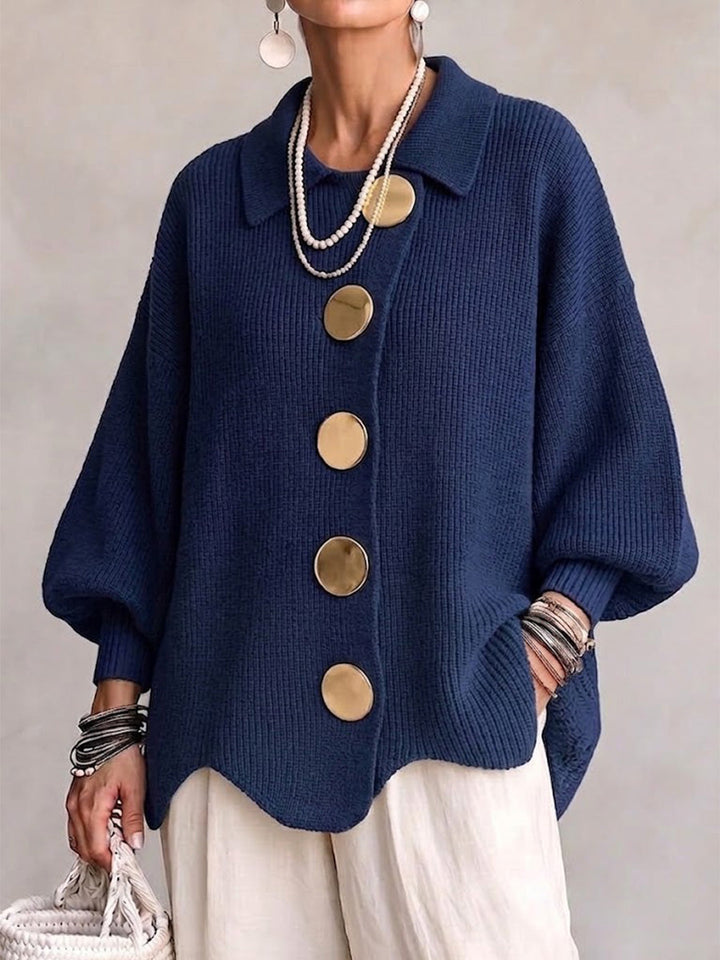Ortensia | Cardigan oversize con bottoni dorati
