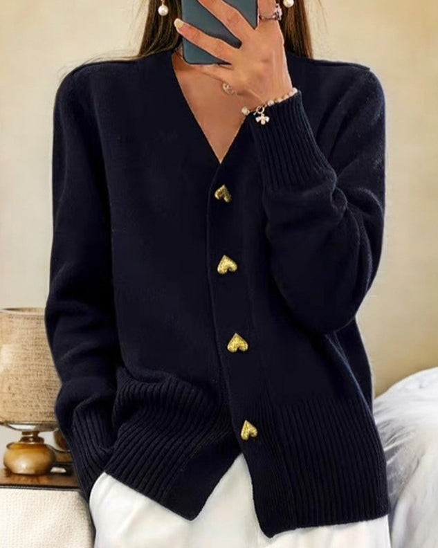 Adele | Cardigan Elegante con Bottoni a Forma di Cuore