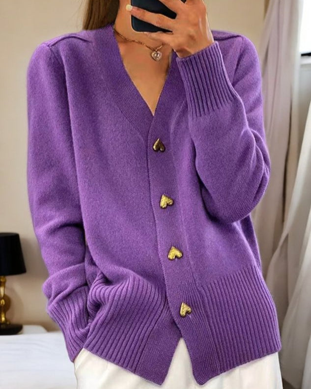 Adele | Cardigan Elegante con Bottoni a Forma di Cuore